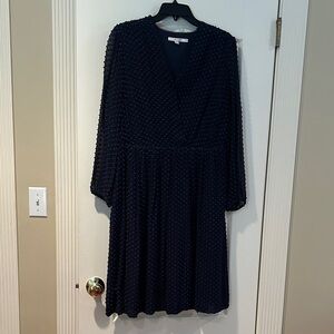 Boden Textured Navy Long Sleeve Dress